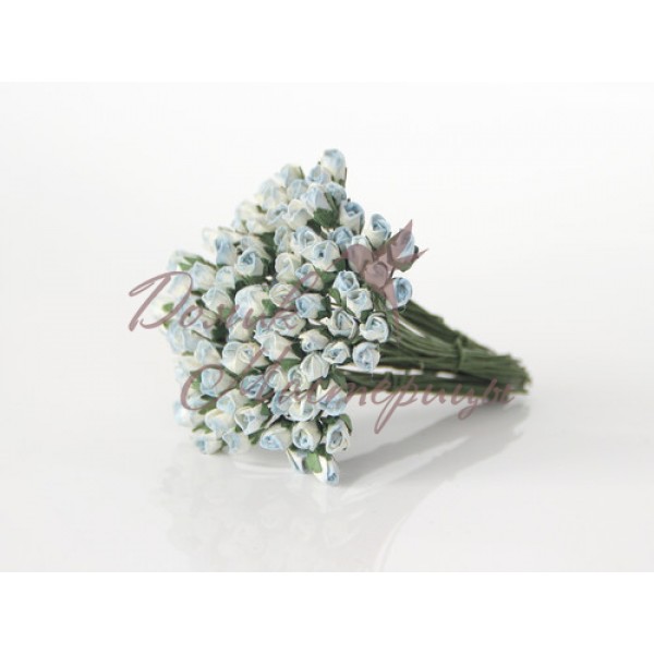 Бутон розы МИНИ, Бело-голубые, 563